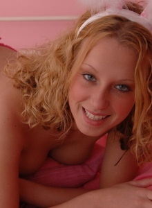 SpunkyAngels: Busty blonde Lucky dresses up as a slutty bunny for Easter and shows off her big natural teenage breasts