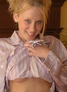 SpunkyAngels: Busty blonde teen babe Lucky is having a pajama party as she strips out of her sexy pj's