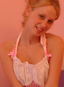 SpunkyAngels: Busty blonde teen Lucky loves to show off her big perfect tits as she strips out of her pink checkered outfit