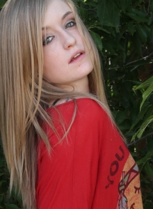 SpunkyAngels: Tiny blonde tease Mandy Roe strips out of her cute little hippy outfit outside in the backyard
