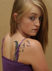 SpunkyAngels: Perky teen Mandy Roe teases in a skimpy purple tank top and black thong