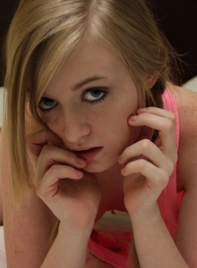 SpunkyAngels: Petite teen Mandy Roe shows off her perky tits in bed with pigtails