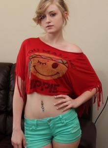SpunkyAngels: Sexy little teen Mandy Roe isn't very shy as she strips completely nude