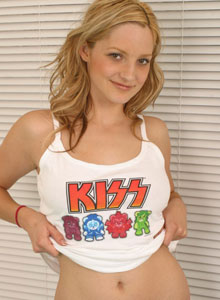 SpunkyAngels: Blonde sex kitten Marylin shows off her perfect ass in KISS booty shorts