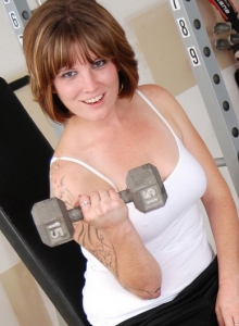 SpunkyAngels: Curvy Spunky Angels babe Misty strips naked in the gym as cools off from her workout