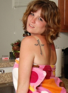 SpunkyAngels: Sexy hot babe Misty strips naked in the kitchen and cools off when she sprays her tits with water
