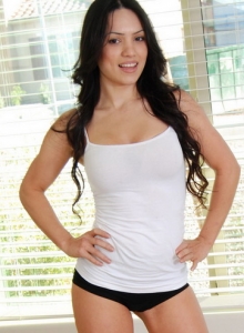 SpunkyAngels: Stunning babe Tianna shows off her perfect ass in tight black booty shorts