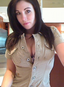 Sweet Krissy: Sexy Sweet Krissy shows off her perfect big tits on webcam when she strips out of her sexy little army dress