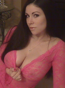 Sweet Krissy: The very busty Sweet Krissy teases with her big juicy tits in a sexy pink semi sheer lace top with matching pink g-string