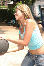 Diana sucks on a big cock after getting horny playing basketball