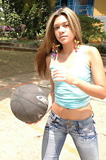 Diana sucks on a big cock after getting horny playing basketball