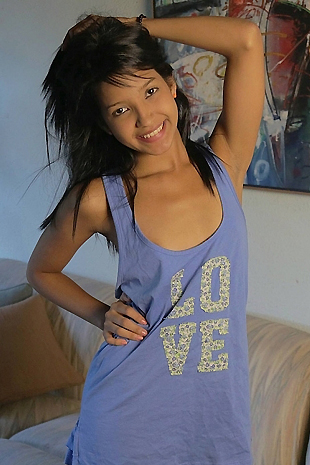 Carol Lopez stayed in and is super casual while she loves to show off her hot teen body