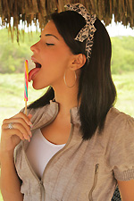 Thalia Mata wears tight white jeans