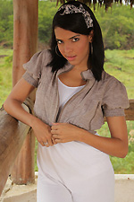 Thalia Mata wears tight white jeans