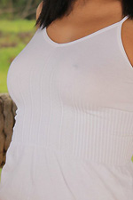 Thalia Mata wears tight white jeans