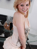 Rachel Tease strips out of her dress and panties to show off her hot body