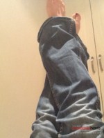 Anastasia Harris plays with her tight jeans and peels them off