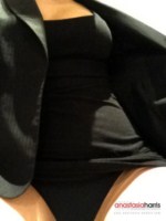 Anastasia Harris stips from her little black dress