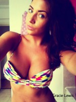 Gracie Lewis plays about at home in her bikini
