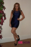 Jodie Gasson in her tight blue dress and panty hoes