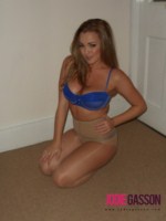 Jodie Gasson in her tight blue dress and panty hoes