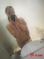 Lucy V takes a soapy wet shower at home