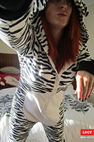Lucy V Strips From Her Striped Onsie