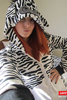 Lucy V Strips From Her Striped Onsie