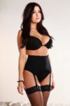 Hannah B looking hot stripping from her black lingerie leaving her black stockings on