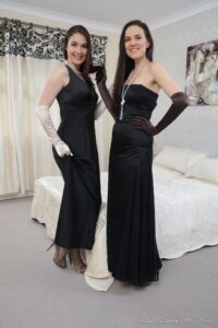 OnlySilkAndSatin Petra V and Zuzanah in evening gowns