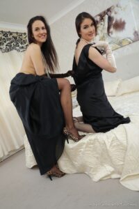 OnlySilkAndSatin Petra V and Zuzanah in evening gowns