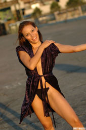 Elina Outdoors in a Robe