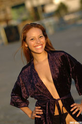 Elina Outdoors in a Robe