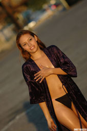 Elina Outdoors in a Robe