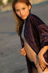 Elina Outdoors in a Robe