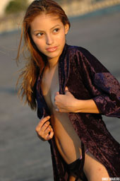 Elina Outdoors in a Robe
