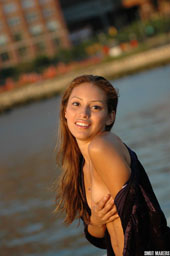 Elina Outdoors in a Robe