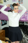 Victoria strips off her official uniform, socks and lingerie