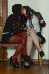 Jessica & Samantha strip off their sexy uniforms, lingerie & tights