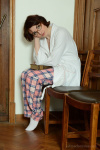 Victoria slips off her cute pajamas, white panties & white ankle socks